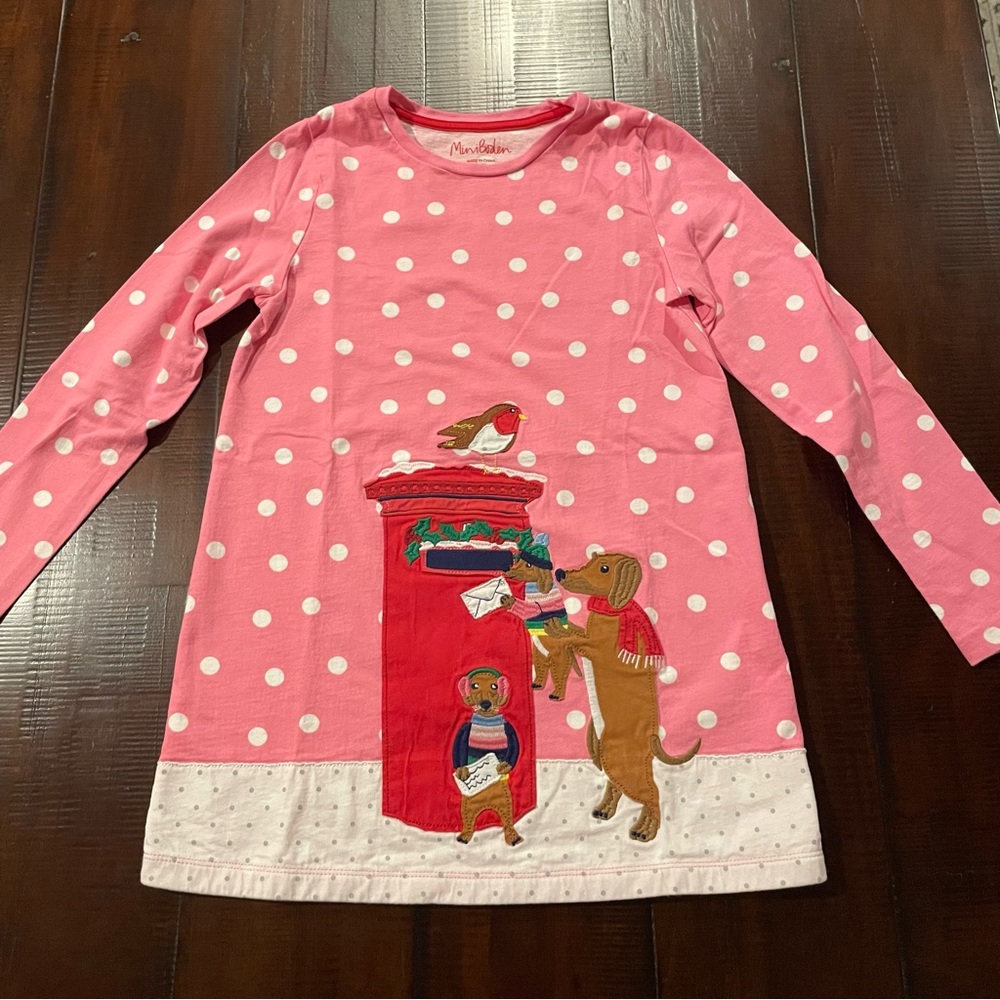 Mini Boden Appliqué Long Sleeve Tunic Dress